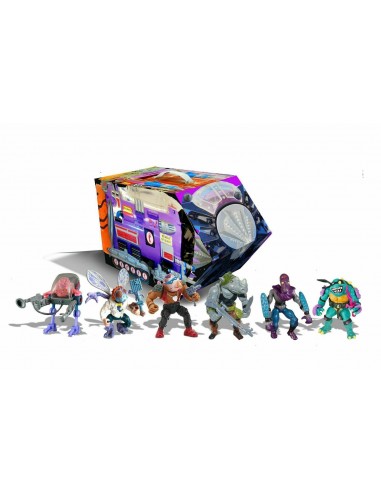 TMNT - Les Tortues Ninja - TEENAGE MUTANT NINJA TURTLES - Villains Mutant Module 6 figurines PLAYMATES basket pas cher