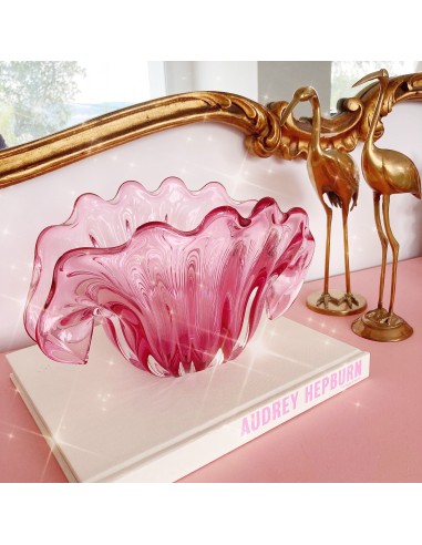 Coupe coquillage en verre soufflé rose Pour