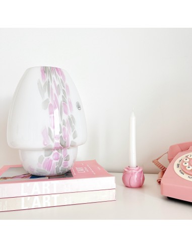 Lampe champignon Murano rose et grise offre 