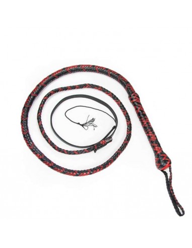 Bullwhip fouet en cuir 2.43m rouge et noir shop