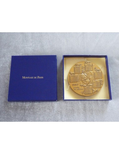 Médaille bronze calendrier chinois année du LIEVRE 1987 en stock